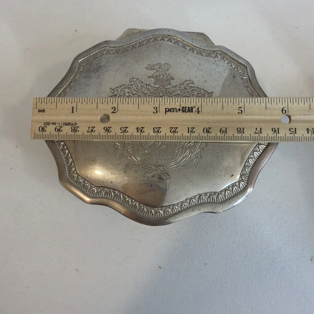 Vintage Silver Plated Jewelry Trinket Box Lion Feet British Royal Coat of Arms